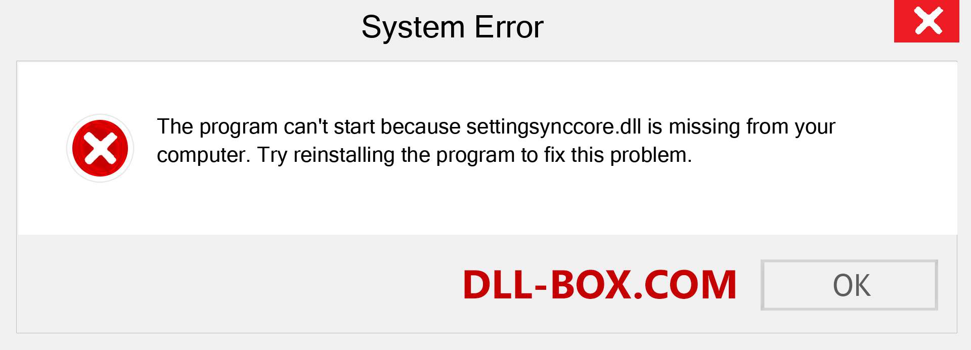  settingsynccore.dll file is missing?. Download for Windows 7, 8, 10 - Fix  settingsynccore dll Missing Error on Windows, photos, images